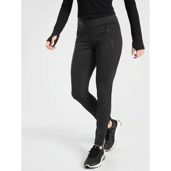Athleta NWT Peak Hybrid Fleece Tight Black Size Large - Picture 1 of 11